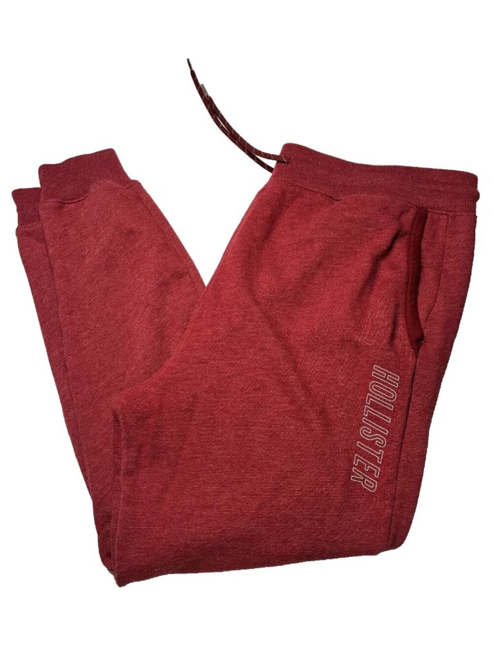 Hollister Mens Burgundy Logo Graphic Fleece Jogger Sweatpants XL Spellout Lounge